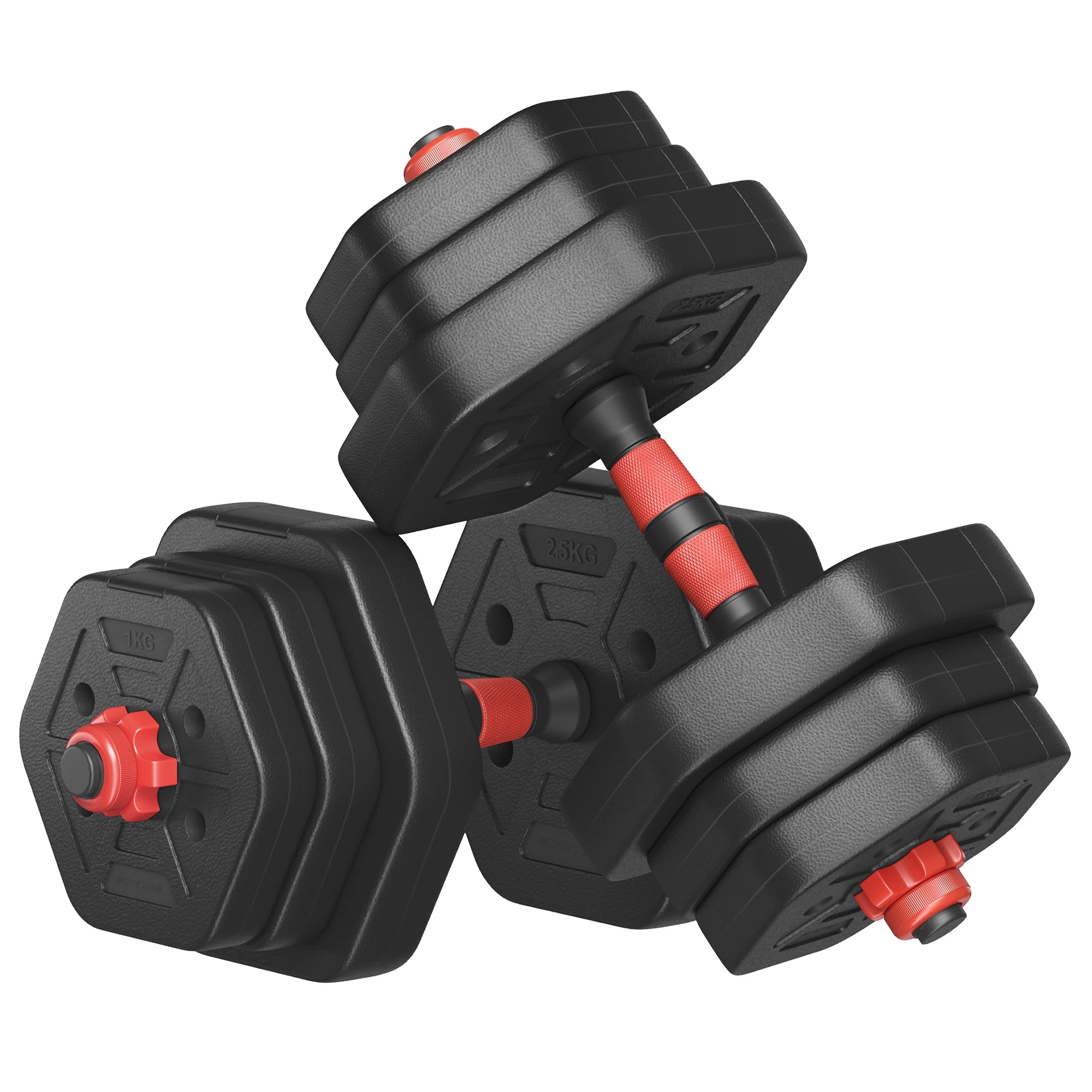 SONGMICS Set de Mancuernas 20 kg con Barra Conectora - Hexagonales, Peso Ajustable, para Hombre y Mujer, Negro Tinta