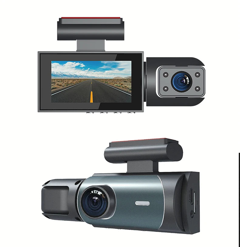 Cámara de Coche Delantera y Trasera con Tarjeta SD 32GB - Pantalla IPS 3", Visión Nocturna y Grabación Continua