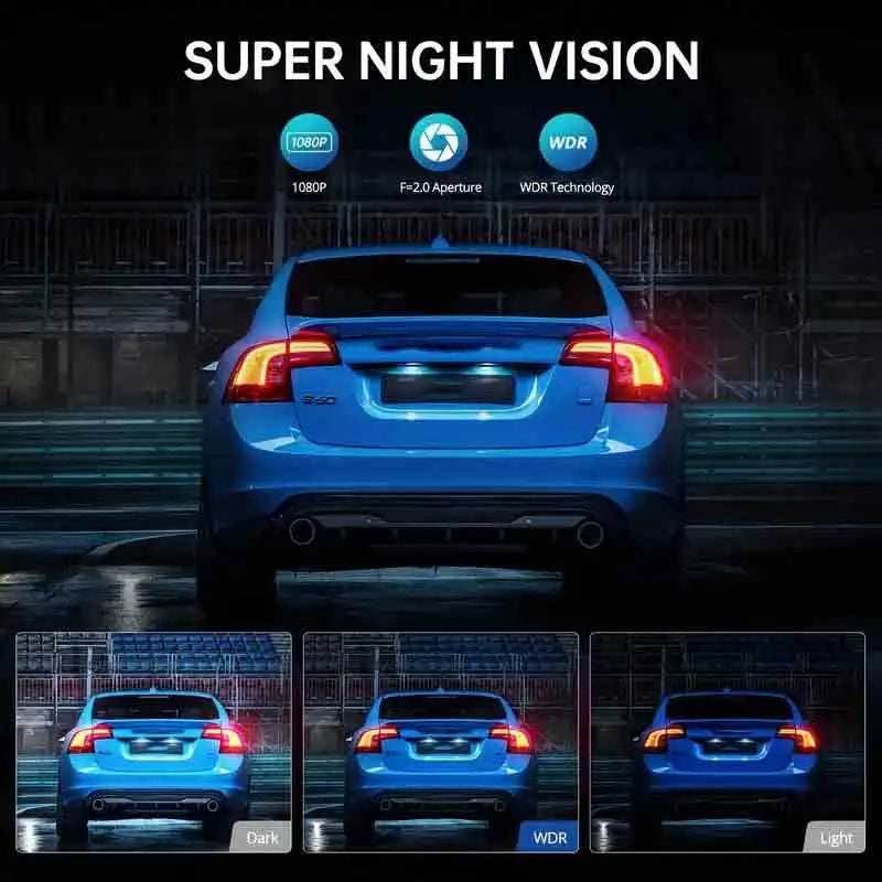 Cámara de Coche Delantera y Trasera con Tarjeta SD 32GB - Pantalla IPS 3", Visión Nocturna y Grabación Continua