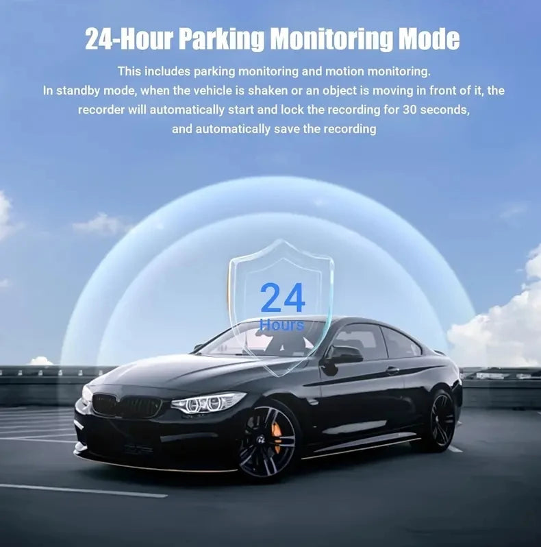 Cámara de Coche Delantera y Trasera con Tarjeta SD 32GB - Pantalla IPS 3", Visión Nocturna y Grabación Continua