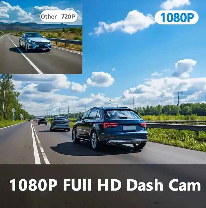 Cámara de Coche Delantera y Trasera con Tarjeta SD 32GB - Pantalla IPS 3", Visión Nocturna y Grabación Continua