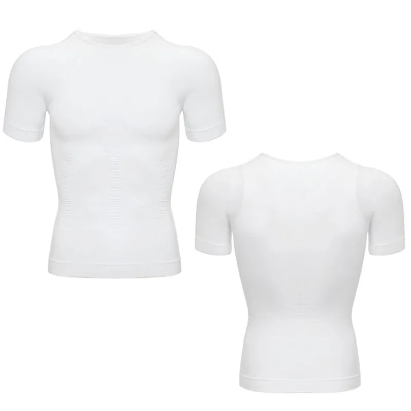 Camiseta de Compresión Deportiva para Hombre - Chaleco Modelador con Soporte Lumbar