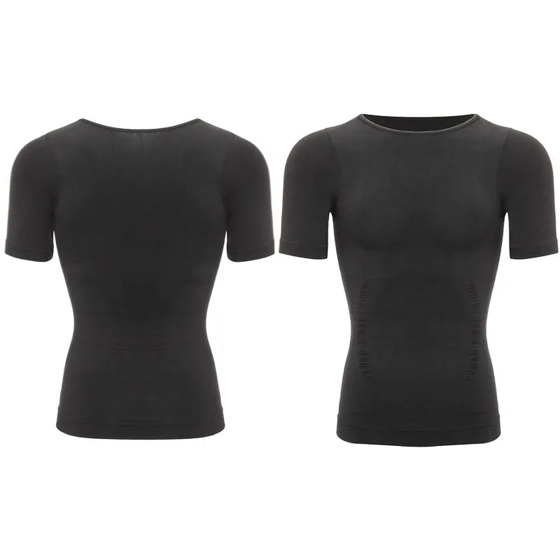 Camiseta de Compresión Deportiva para Hombre - Chaleco Modelador con Soporte Lumbar