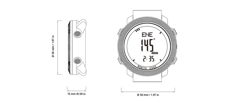 NORTH EDGE Reloj Digital Deportivo para Hombre - Altímetro, Barómetro, Brújula, Resistente 50m