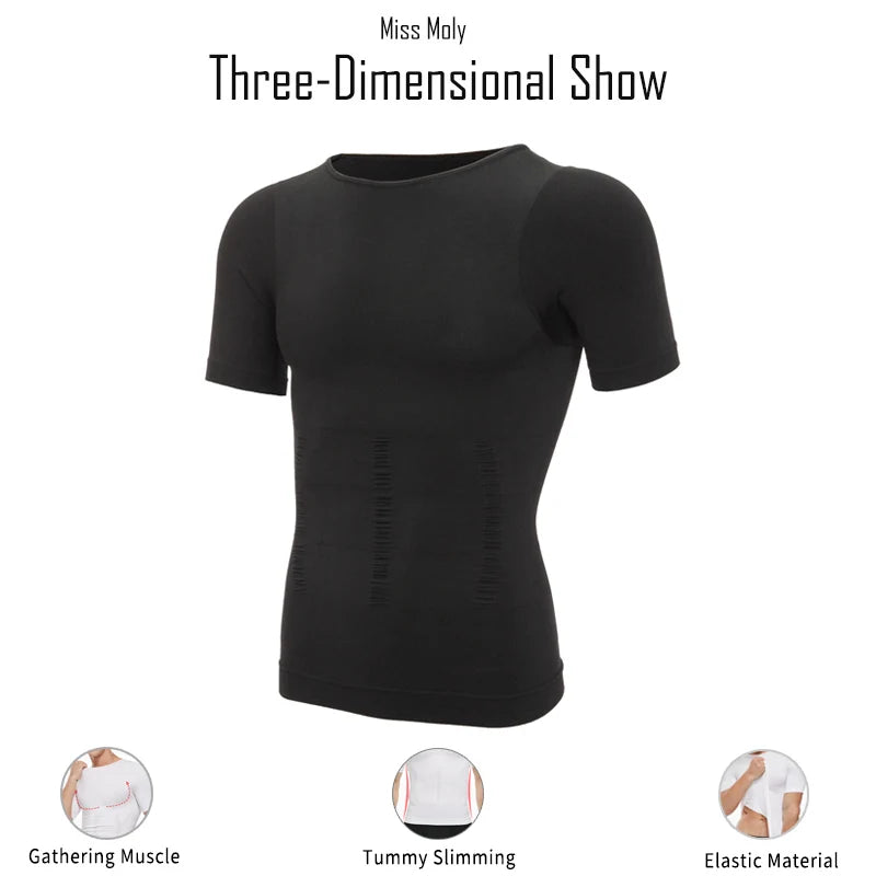 Camiseta de Compresión Deportiva para Hombre - Chaleco Modelador con Soporte Lumbar