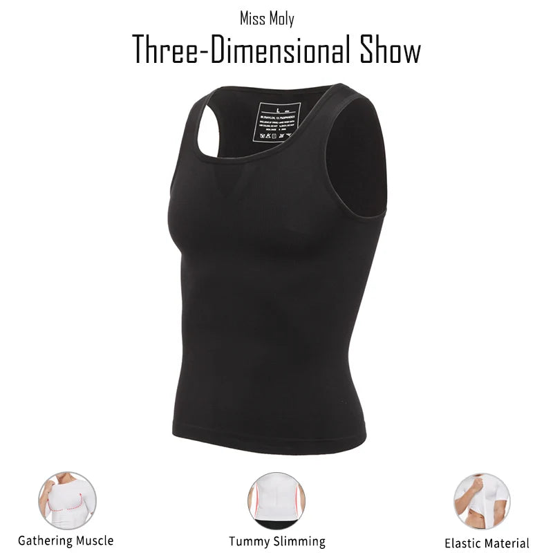 Camiseta de Compresión Deportiva para Hombre - Chaleco Modelador con Soporte Lumbar
