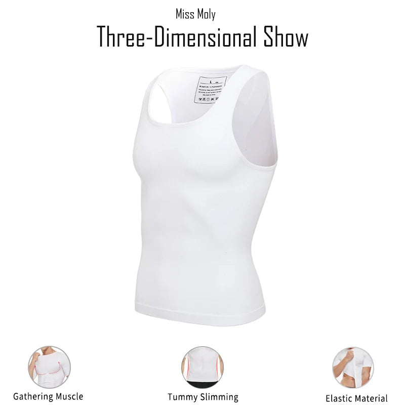 Camiseta de Compresión Deportiva para Hombre - Chaleco Modelador con Soporte Lumbar