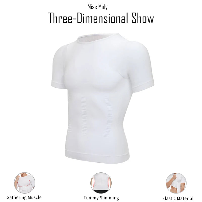 Camiseta de Compresión Deportiva para Hombre - Chaleco Modelador con Soporte Lumbar