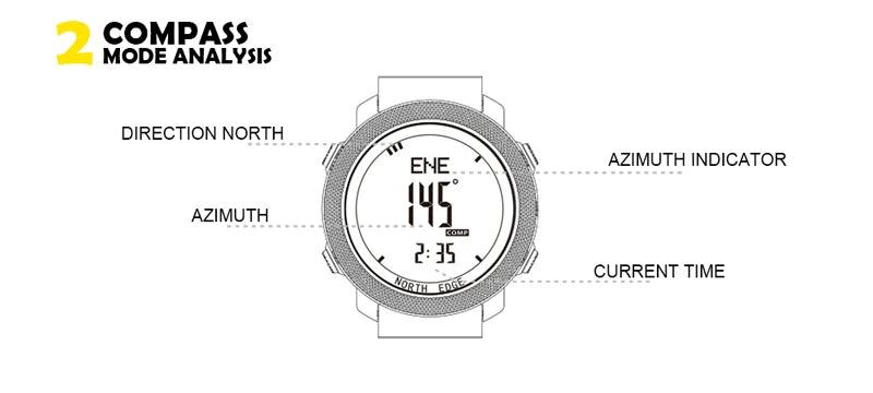 NORTH EDGE Reloj Digital Deportivo para Hombre - Altímetro, Barómetro, Brújula, Resistente 50m