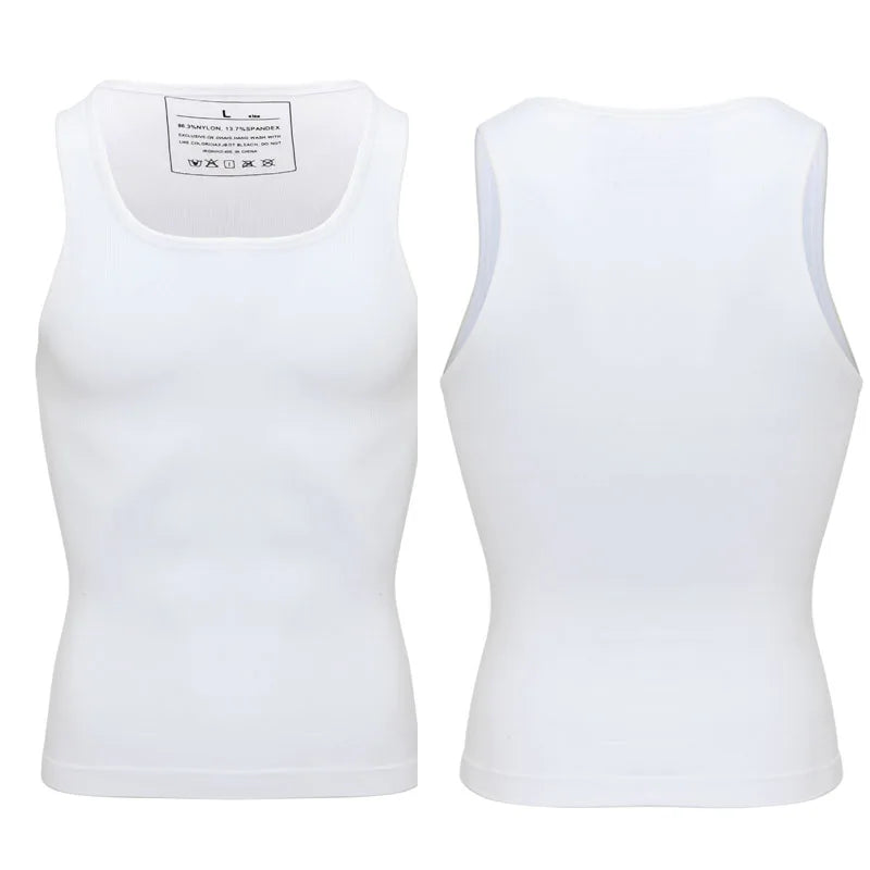 Camiseta de Compresión Deportiva para Hombre - Chaleco Modelador con Soporte Lumbar
