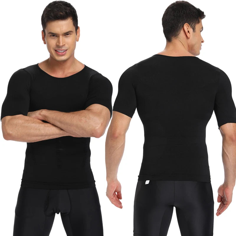 Camiseta de Compresión Deportiva para Hombre - Chaleco Modelador con Soporte Lumbar