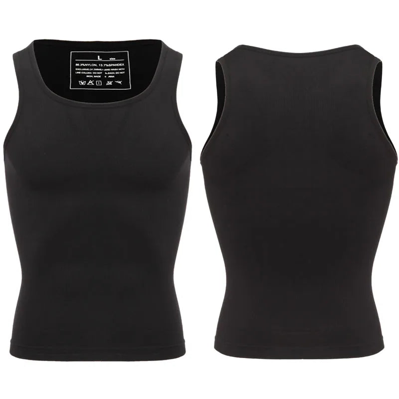 Camiseta de Compresión Deportiva para Hombre - Chaleco Modelador con Soporte Lumbar