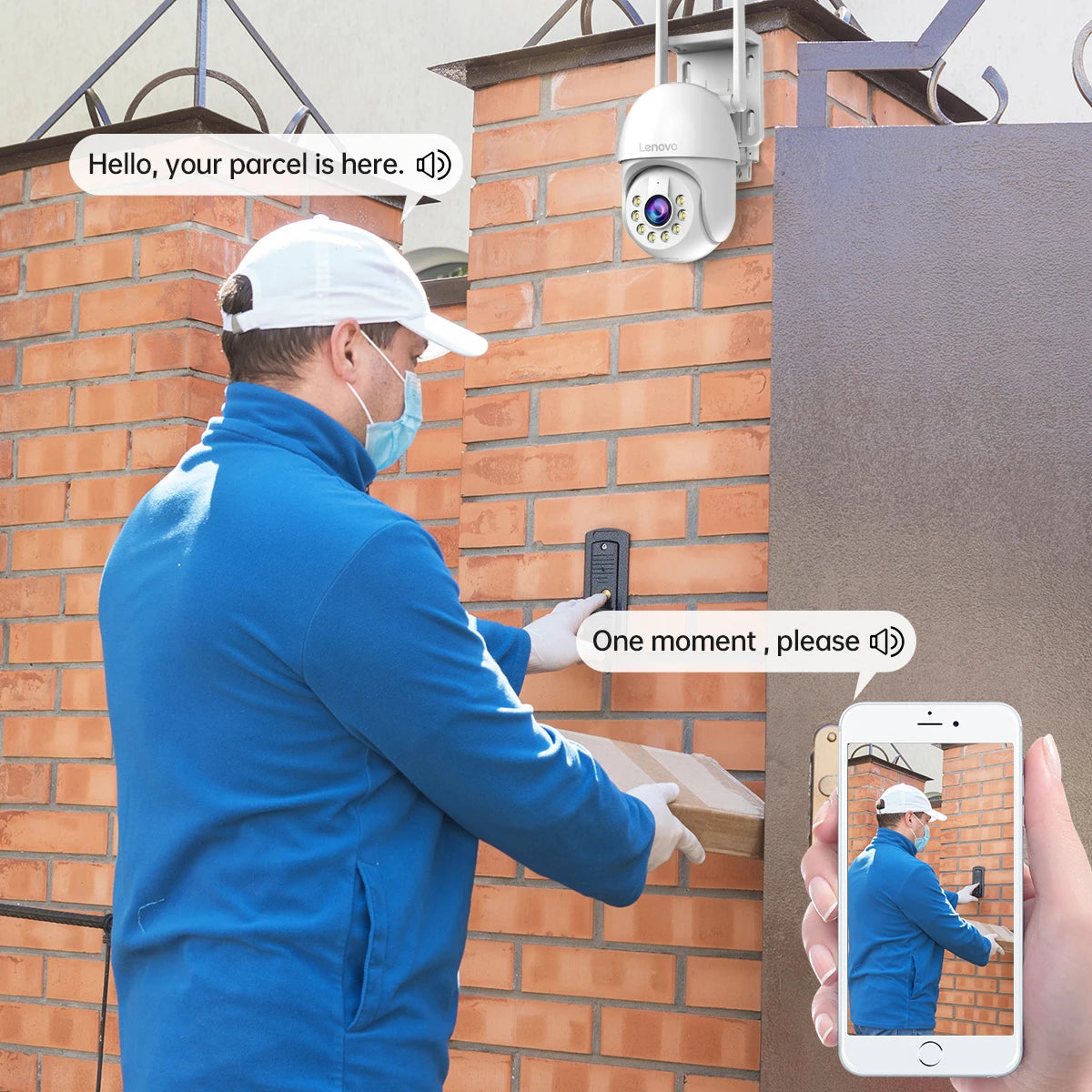 Cámara PTZ WiFi Lenovo Exterior 5MP - Zoom Digital 5x, Seguimiento Automático ONVIF y Vigilancia CCTV IP