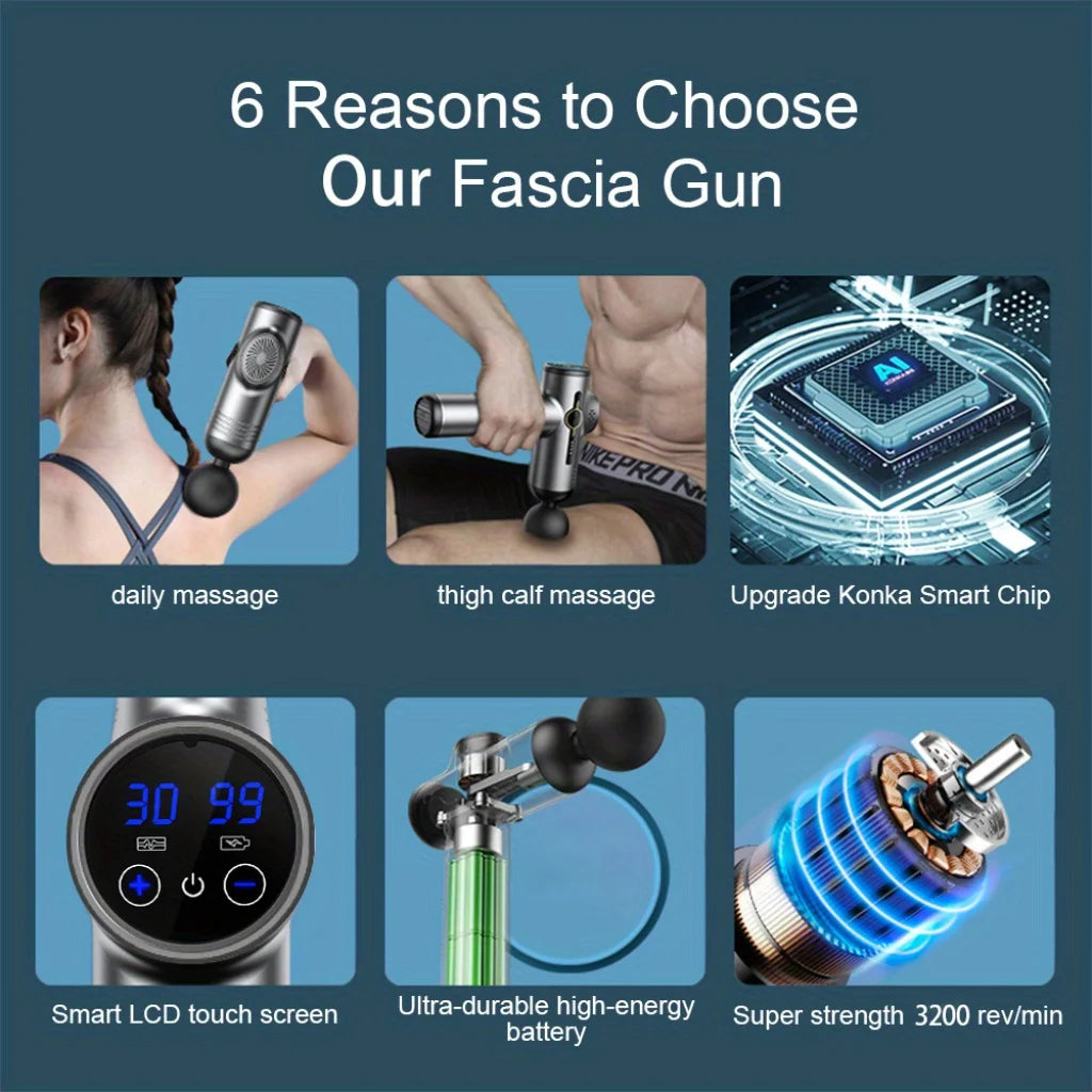 Pistola de Masaje Fascial 99 Niveles - Relajación Muscular Profunda con Reducción de Ruido