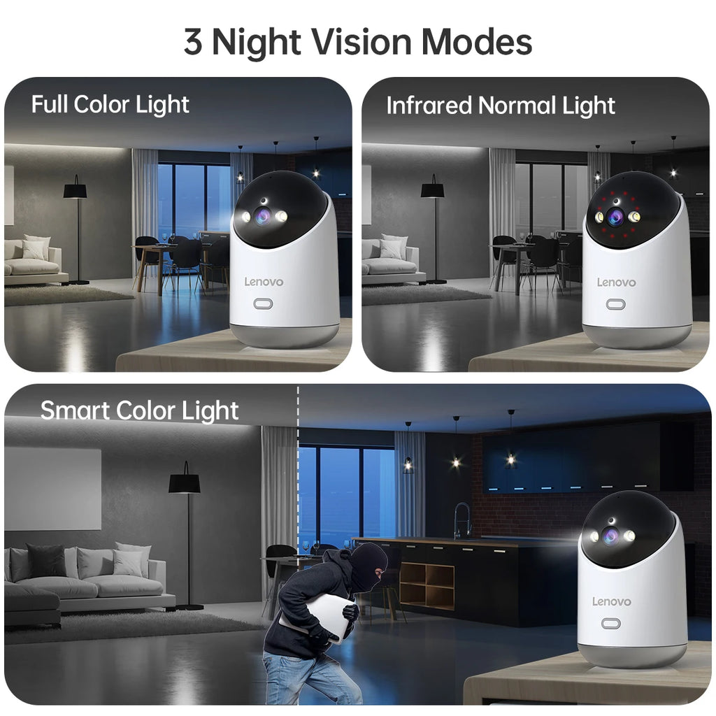 Cámara IP WiFi Lenovo Interior 5MP - Visión Nocturna en Color, Seguimiento Automático, Monitor de Bebé y Seguridad CCTV