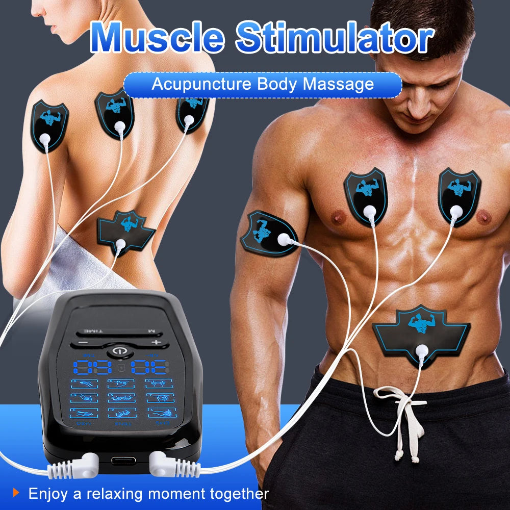 Estimulador Muscular TENS EMS - Masajeador Eléctrico de Acupuntura y Fisioterapia Digital