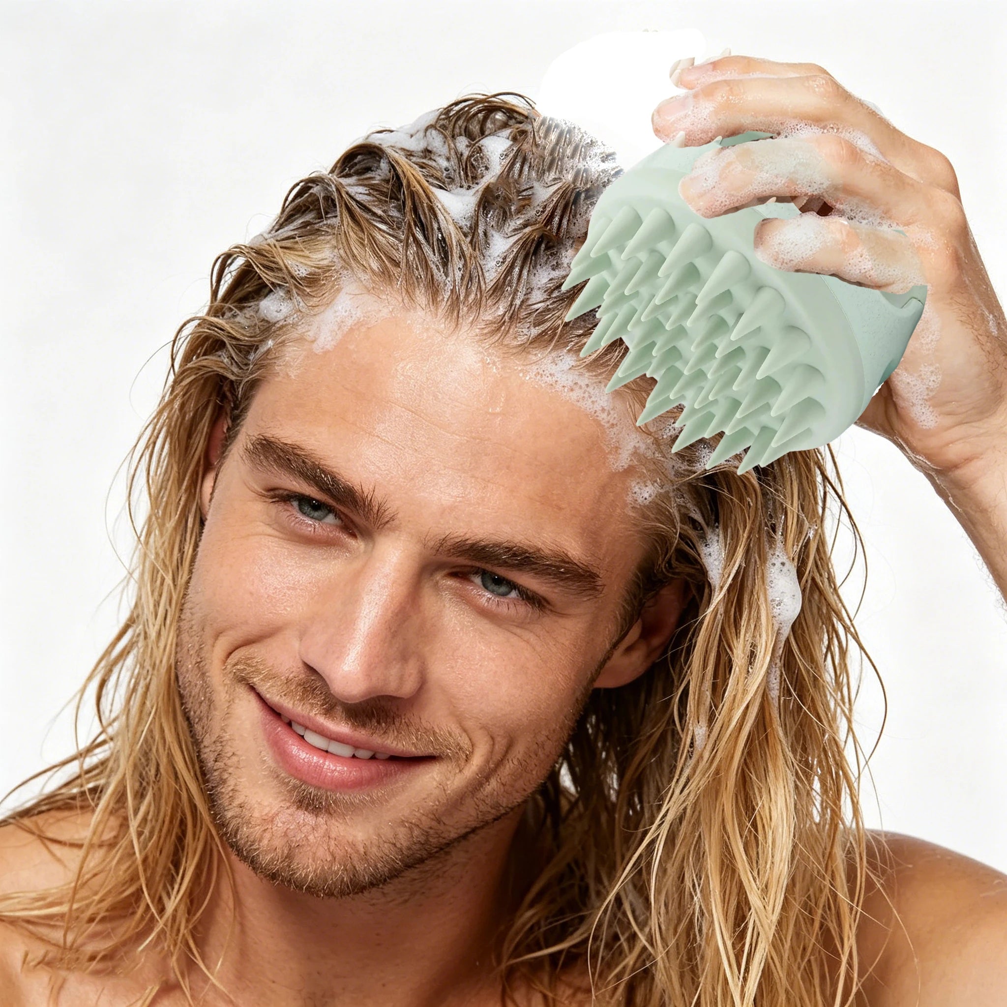 Cepillo Masajeador de Cuero Cabelludo de Silicona - Exfoliante para Cabello Seco y Húmedo con Aplicador de Tinte