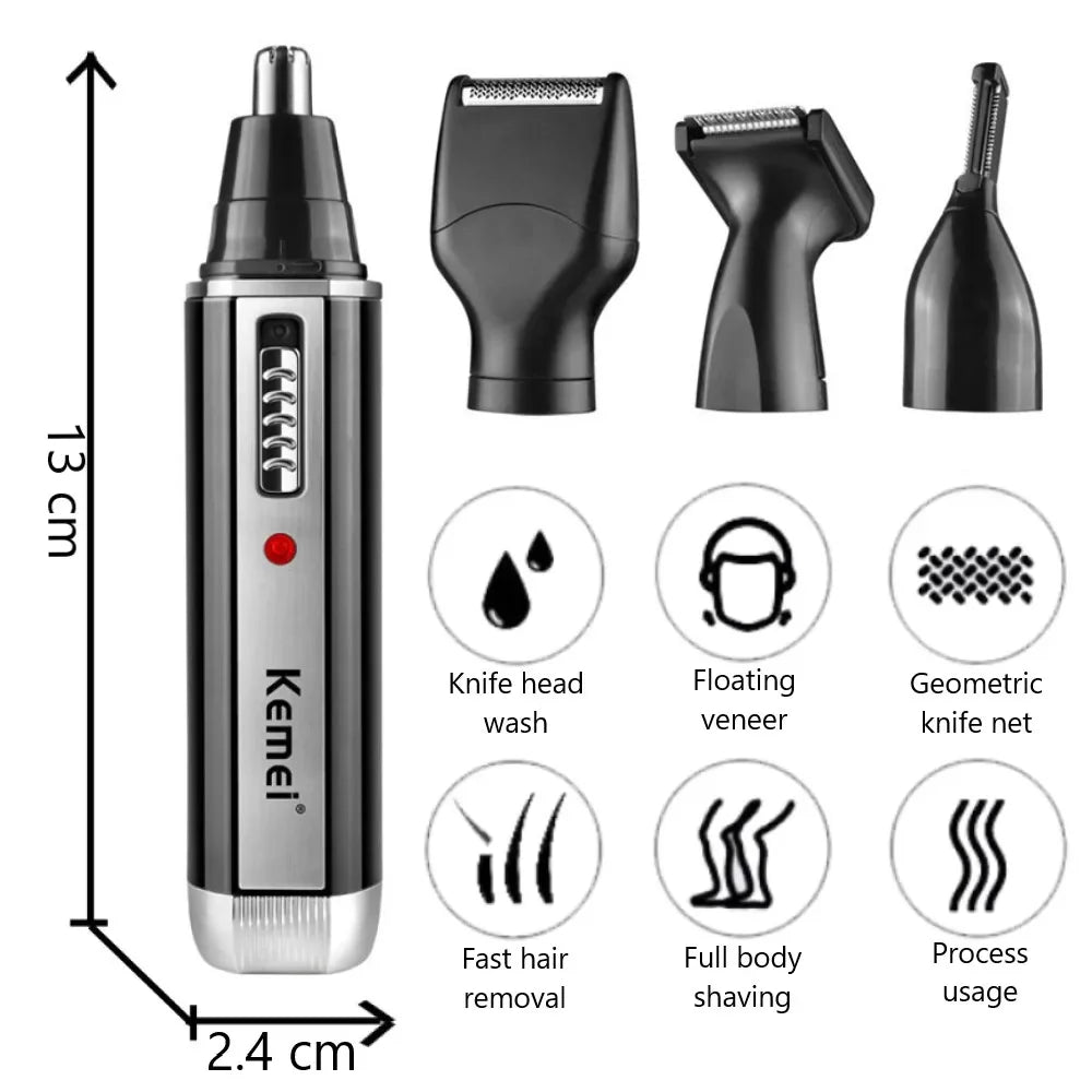 Rechargeable 4-in-1 Nose Hair Trimmer - Trimmer for Nose, Ears, Eyebrows, and Beard