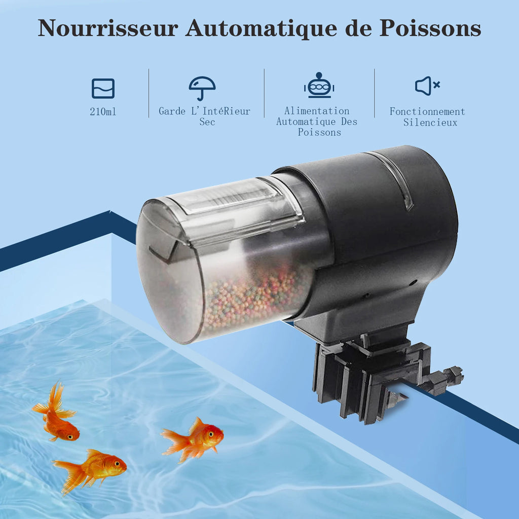 Alimentador Automático para Acuarios y Estanques - Capacidad 210ml, Dispensador Eléctrico con 3 Temporizadores