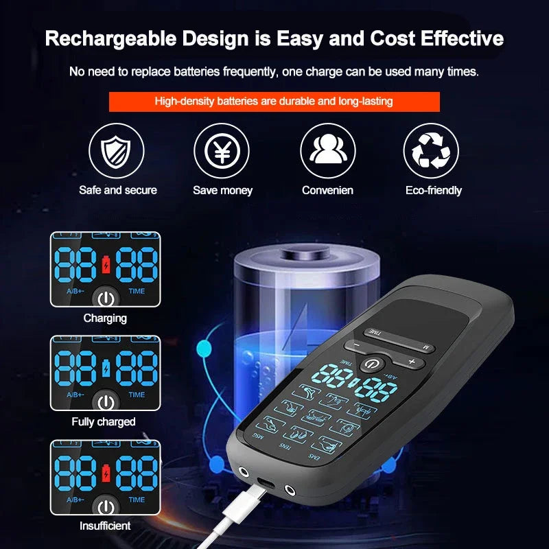 Estimulador Muscular TENS EMS - Masajeador Eléctrico de Acupuntura y Fisioterapia Digital