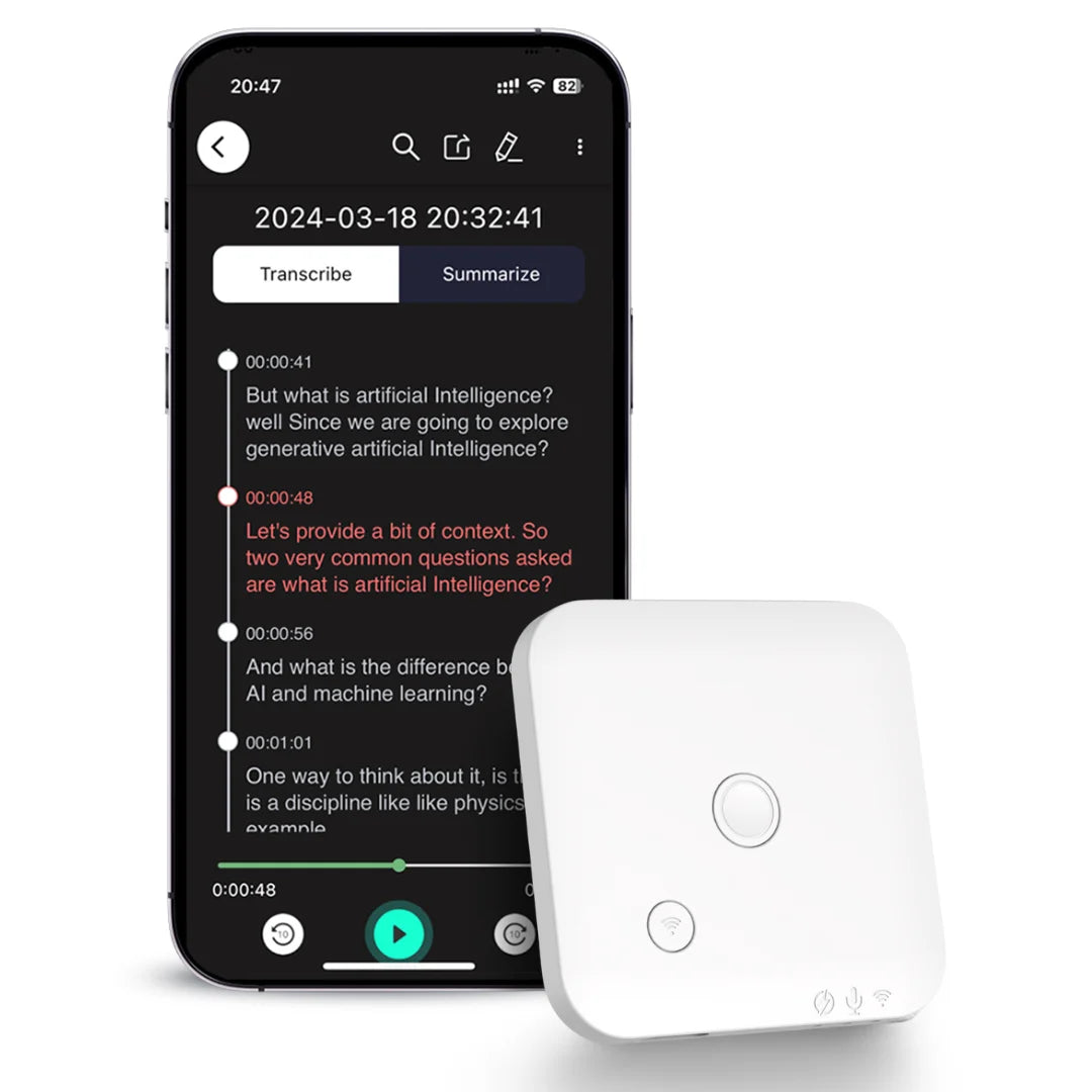 Grabadora de Voz con IA - Transcripción, Resumen y Traducción en 100 Idiomas, 64GB