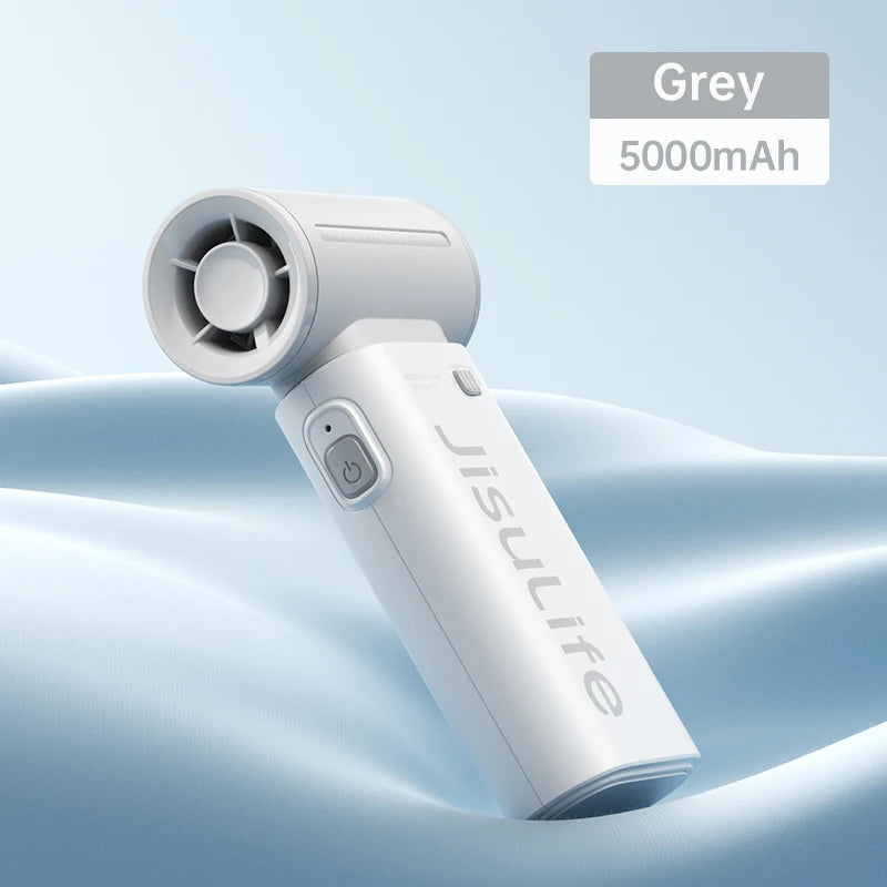 Ventilador de Mano JISULIFE Turbo - Super Potente, 5 Velocidades, 5000mAh Recargable USB, Multifunción de Bolsillo