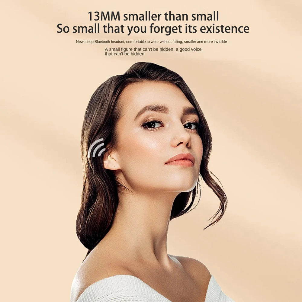 Auriculares Bluetooth Invisibles Mini TWS V5.2 - Inalámbricos In-Ear con Reducción de Ruido y Micrófono para Dormir