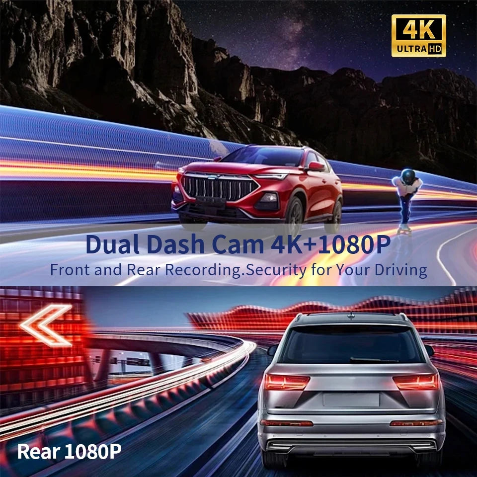 Espejo Retrovisor con Dashcam 4K 10" - Carplay Inalámbrico, Android Auto, GPS WiFi y Doble Objetivo