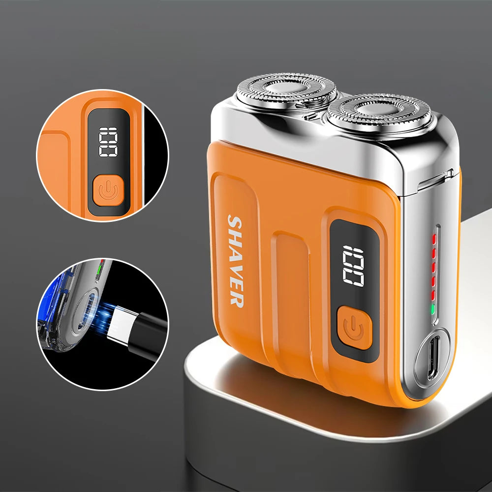 Afeitadora Eléctrica Portátil con Doble Cabezal - Recargable USB, Resistente al Agua, para Cara y Cuerpo