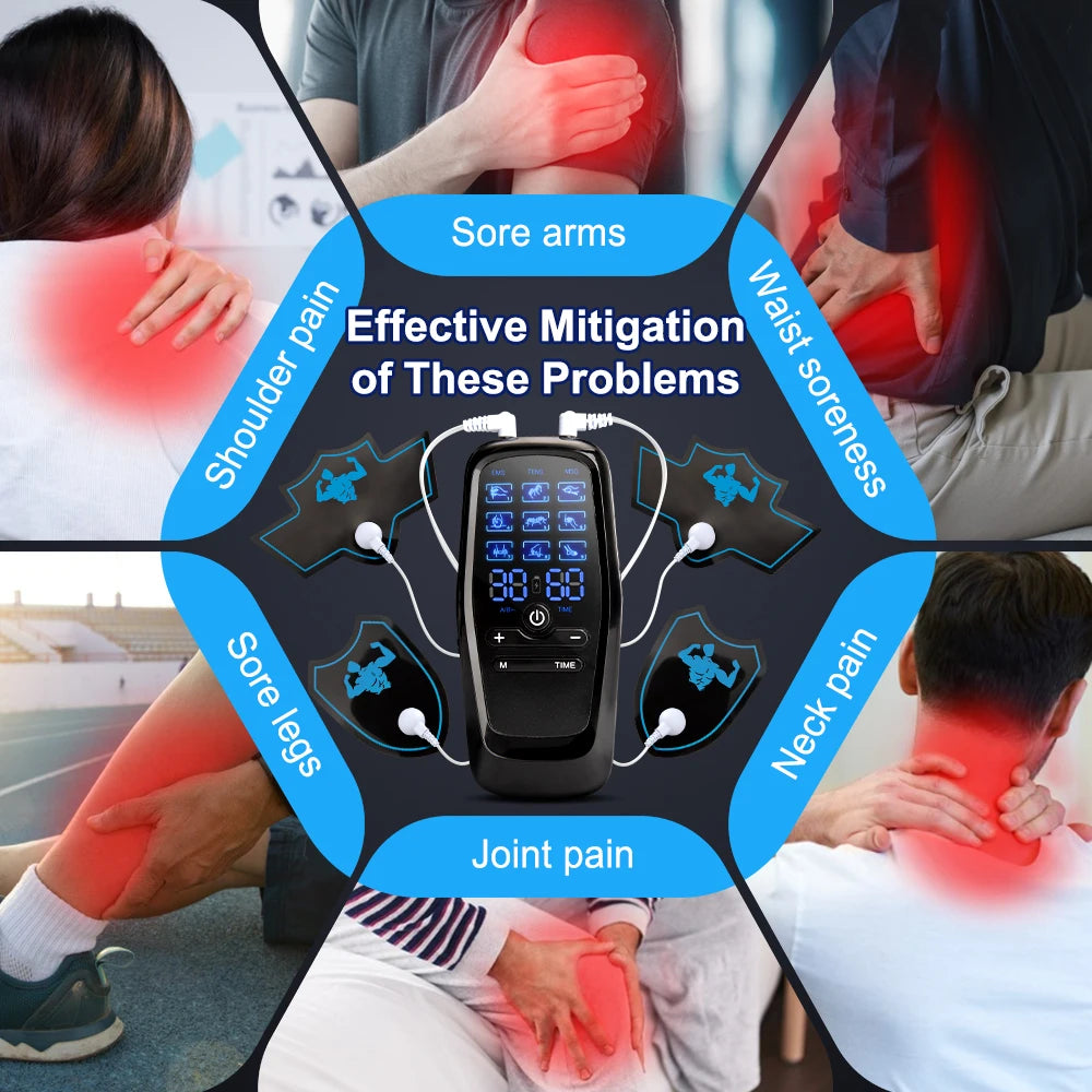 Estimulador Muscular TENS EMS - Masajeador Eléctrico de Acupuntura y Fisioterapia Digital
