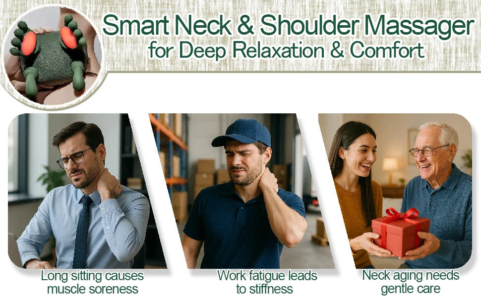 Masajeador Cervical Eléctrico con Presión de Dedos Biónicos - Amasamiento Profundo para Cuello, Espalda y Hombros