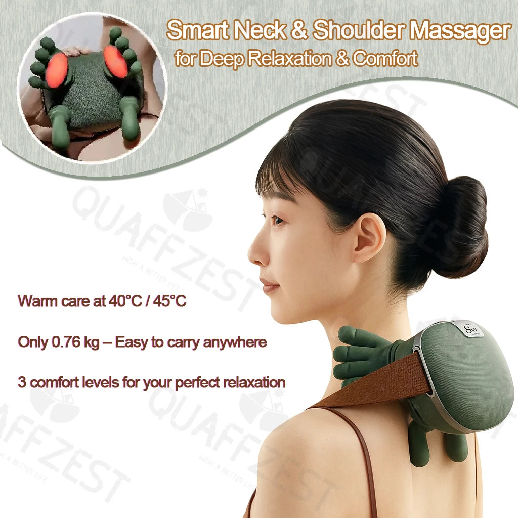 Masajeador Cervical Eléctrico con Presión de Dedos Biónicos - Amasamiento Profundo para Cuello, Espalda y Hombros