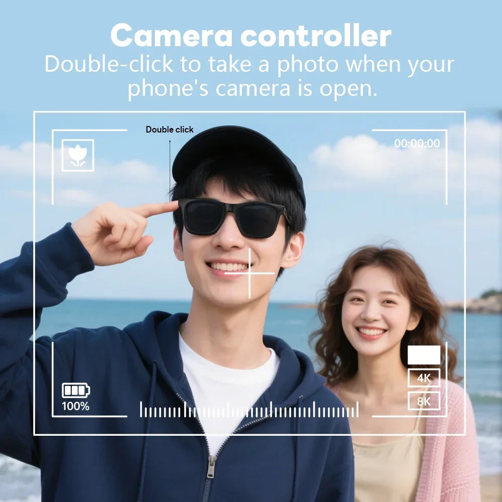 Lenovo AI Smart Glasses 8K Touch Control Photo Camera Recording Translator Voice Assistant Music Wireless Bluetooth Sunglasses