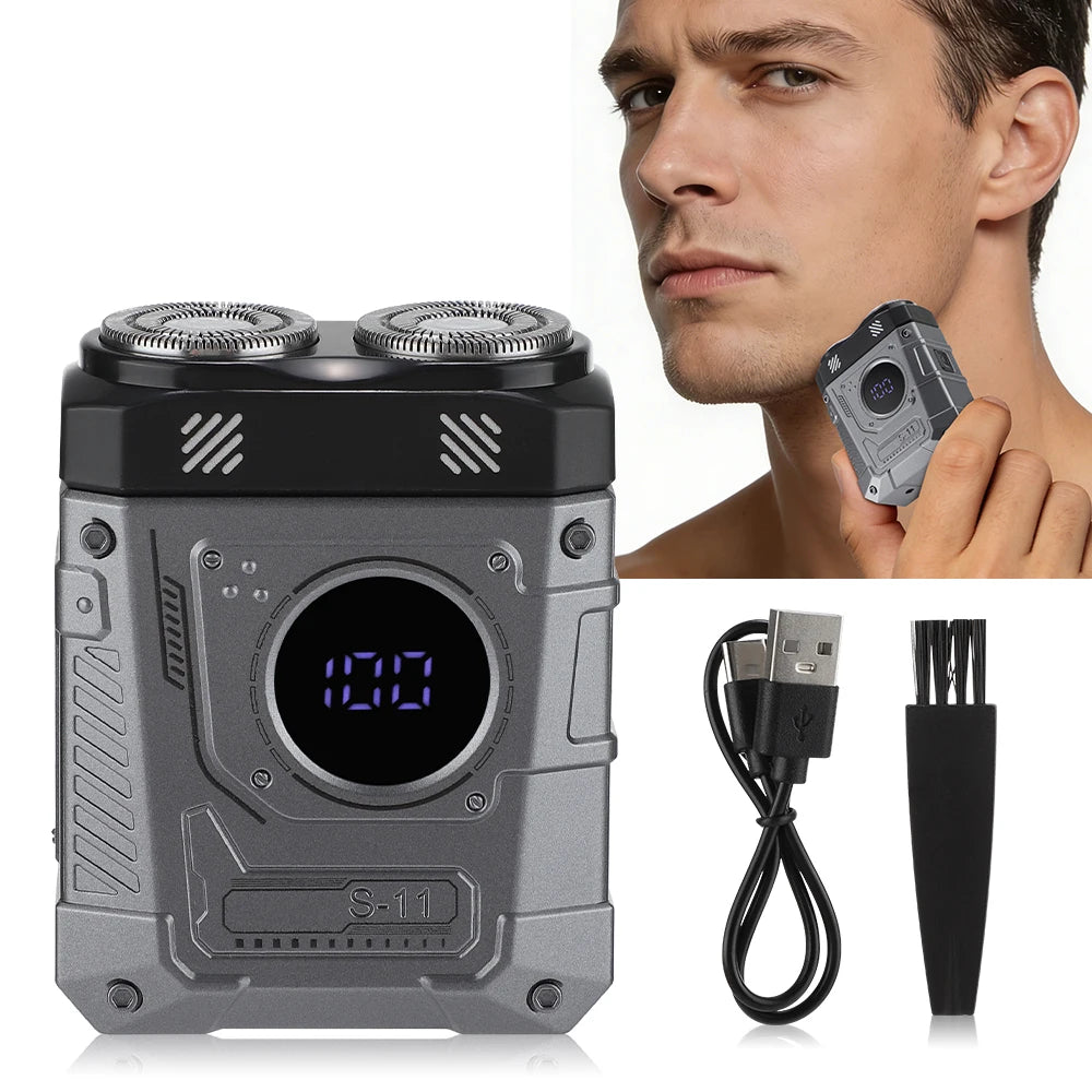 Afeitadora Eléctrica Portátil con Doble Cabezal - Recargable USB, Resistente al Agua, para Cara y Cuerpo