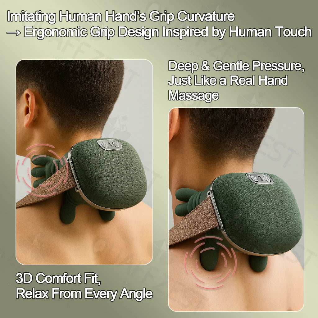 Masajeador Cervical Eléctrico con Presión de Dedos Biónicos - Amasamiento Profundo para Cuello, Espalda y Hombros