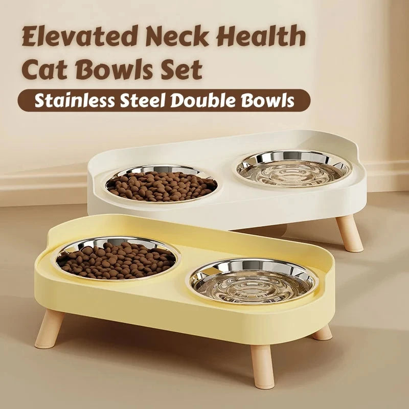 Comedero Elevado para Mascotas con 2 Cuencos de Acero Inoxidable - Soporte Cervical Colorido para Perros y Gatos