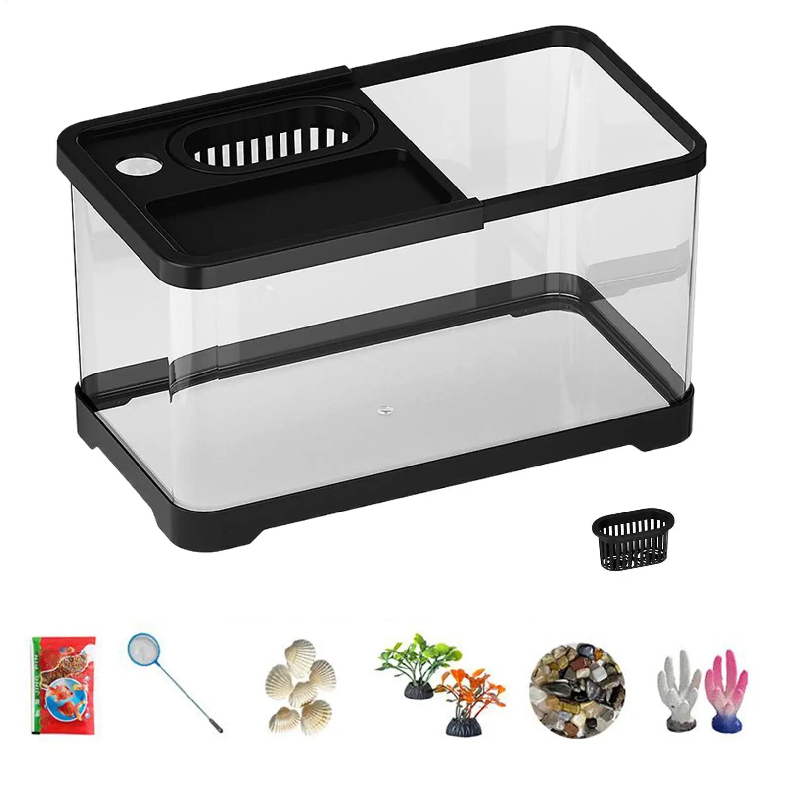 Kit de Acuario Pequeño con Luz LED y Filtro - Pecera Completa para Peces Tropicales y de Agua Fría