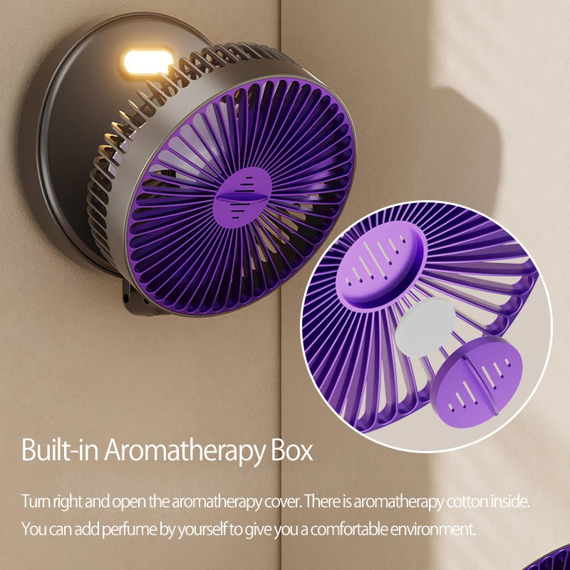 Ventilador Portátil Recargable 3 en 1 con 5000mAh - Plegable 90°, 4 Velocidades y Luz Nocturna Cálida