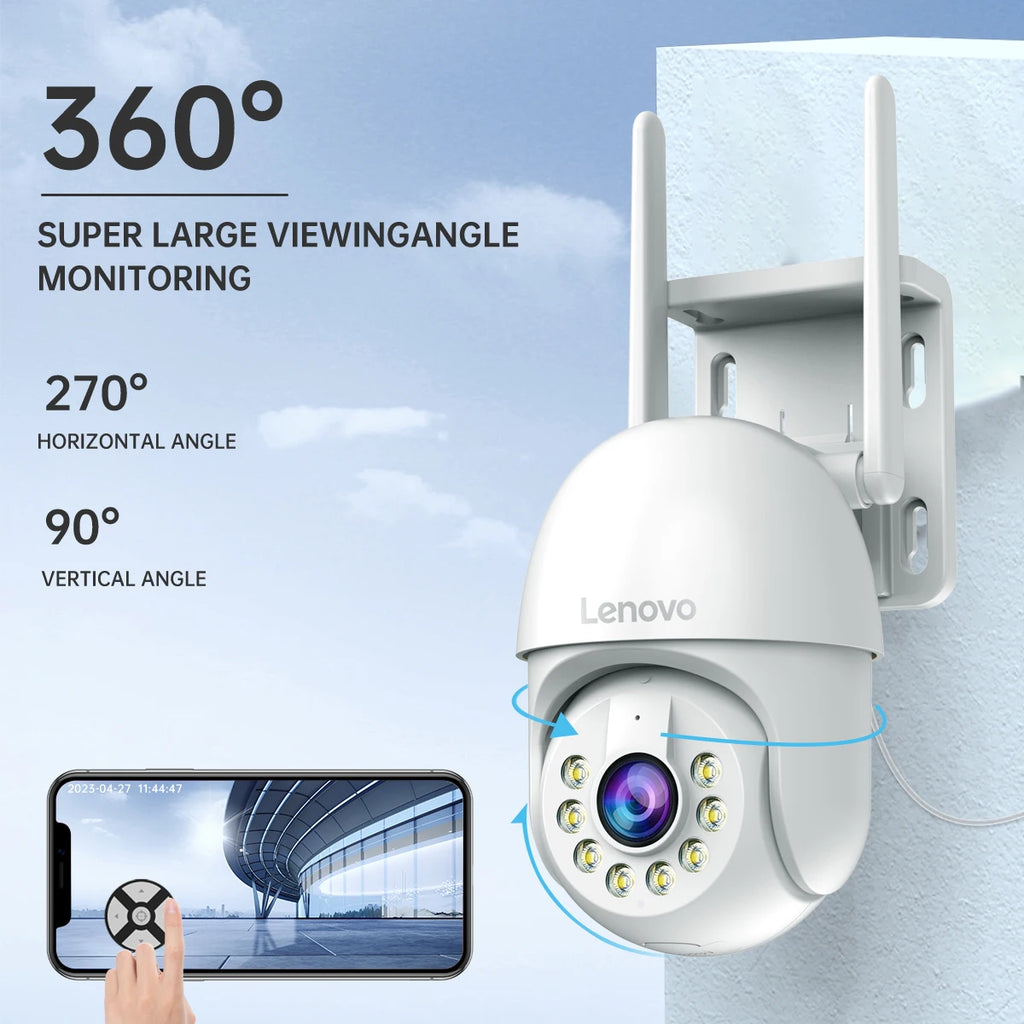 Cámara PTZ WiFi Lenovo Exterior 5MP - Zoom Digital 5x, Seguimiento Automático ONVIF y Vigilancia CCTV IP