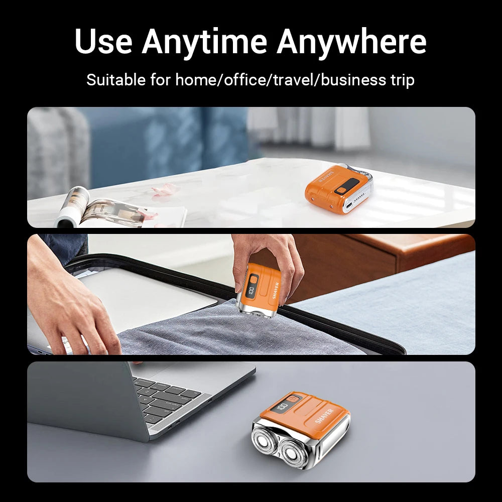 Afeitadora Eléctrica Portátil con Doble Cabezal - Recargable USB, Resistente al Agua, para Cara y Cuerpo