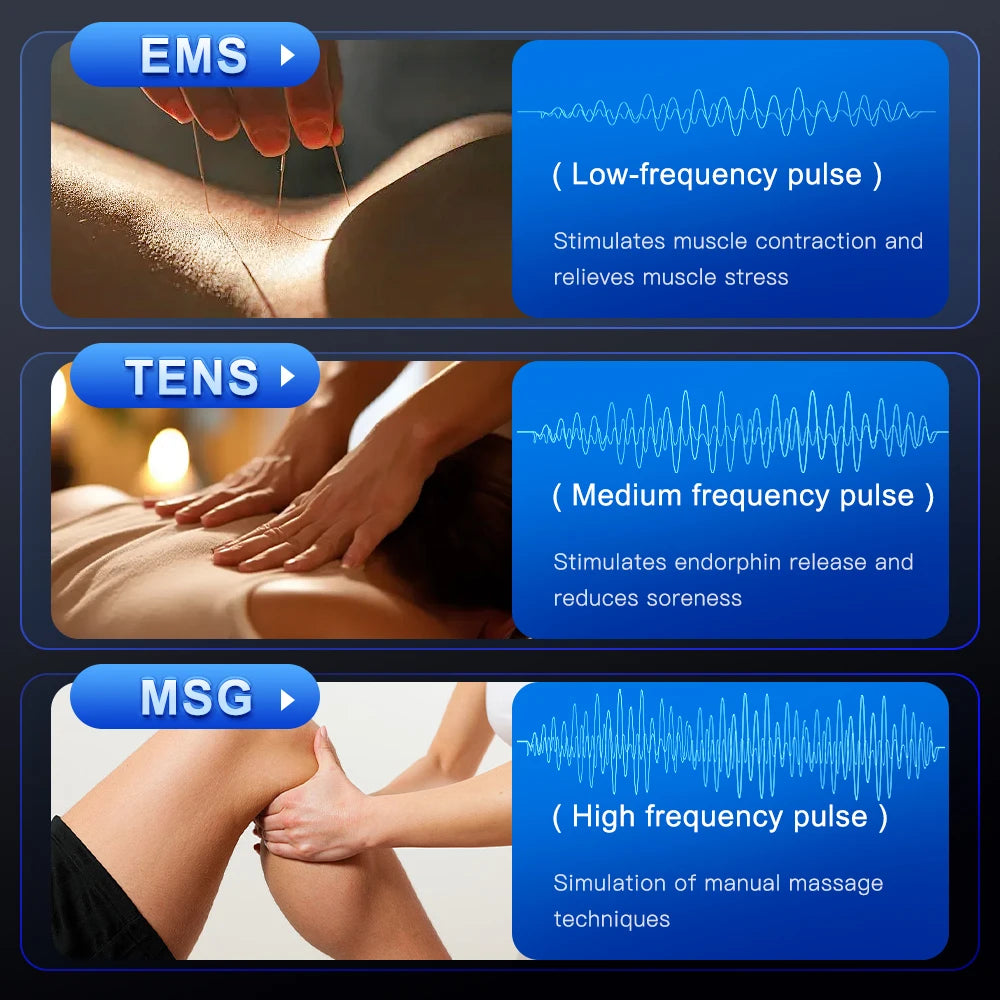 Estimulador Muscular TENS EMS - Masajeador Eléctrico de Acupuntura y Fisioterapia Digital