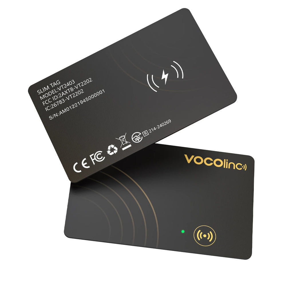Tarjeta Localizadora Bluetooth VOCOlinc con Carga Inalámbrica - Localizador Global Smart Tag Compatible con Find My (iOS)