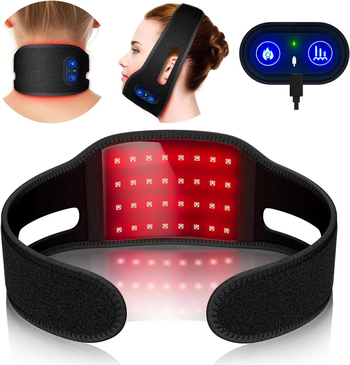Banda LED Inalámbrica de Fototerapia 660nm y 850nm - Cuidado de Piel Cuello y Cara