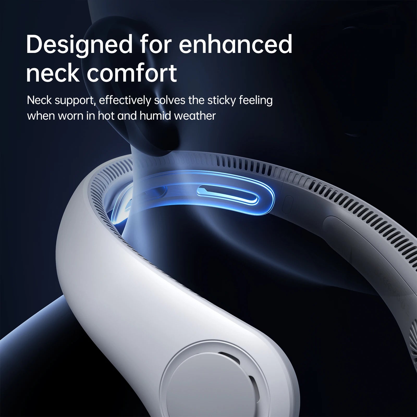 Ventilador de Cuello Portátil JISULIFE 5000mAh - 5 Velocidades, Soporte Cervical, Manos Libres para Exterior