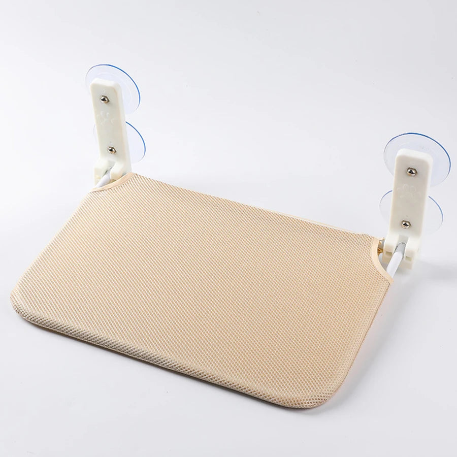 Hamaca Plegable para Gatos con Ventosas Dobles - Plataforma de Salto para Ventana, Malla y Felpa