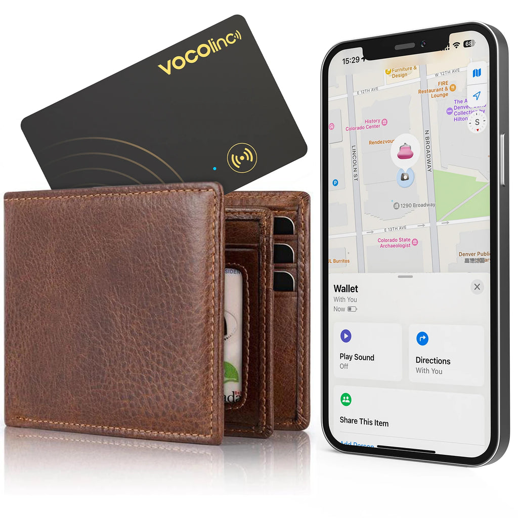 Tarjeta Localizadora Bluetooth VOCOlinc con Carga Inalámbrica - Localizador Global Smart Tag Compatible con Find My (iOS)