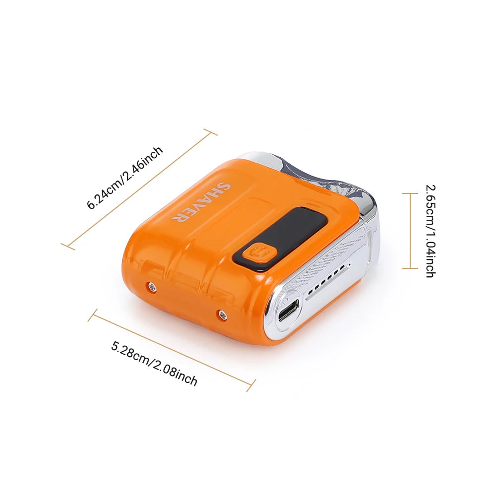 Afeitadora Eléctrica Portátil con Doble Cabezal - Recargable USB, Resistente al Agua, para Cara y Cuerpo