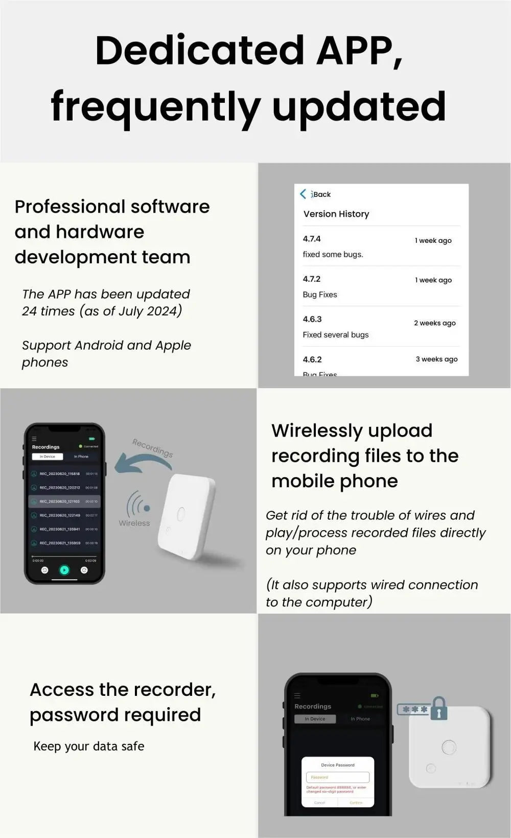 Grabadora de Voz con IA - Transcripción, Resumen y Traducción en 100 Idiomas, 64GB