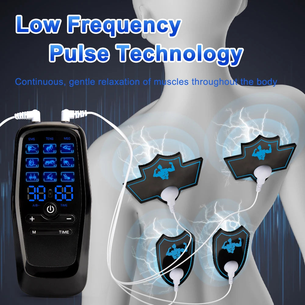 Estimulador Muscular TENS EMS - Masajeador Eléctrico de Acupuntura y Fisioterapia Digital