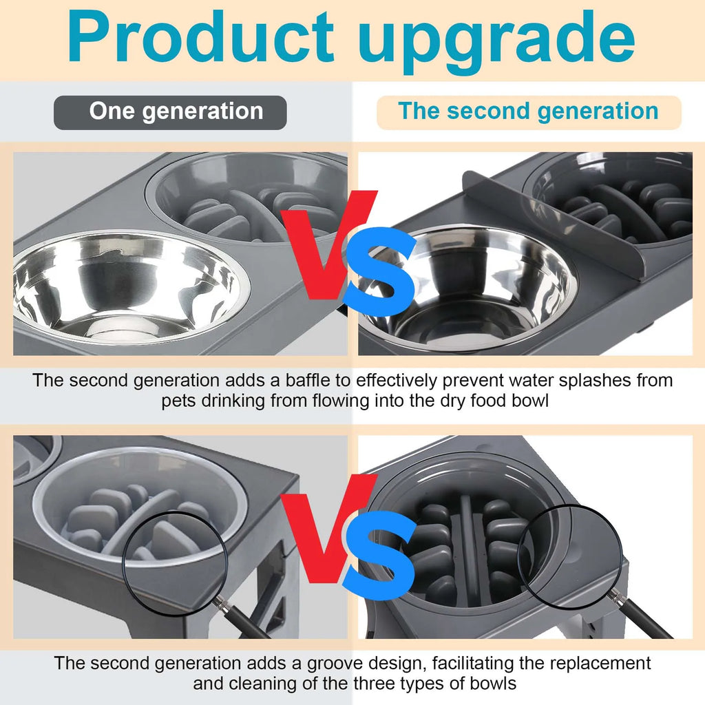 Elevated Dog Feeder Adjustable Raised Stand Dog Bowls with Double Stainless Steel Food Water Bowls for Small Medium Large Dogs